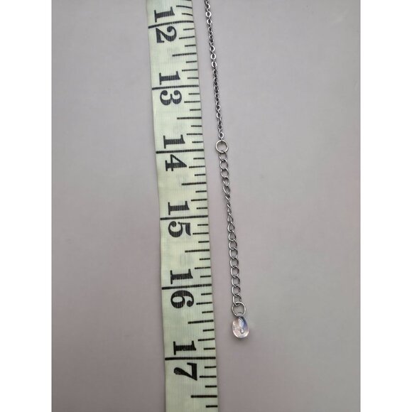 Solar System Beaded 14" Necklace w/ Adjustable Chain & Crystal Teardrop - Picture 4 of 4